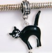 Halloween Black Cat Silver Plated Dangle Charm