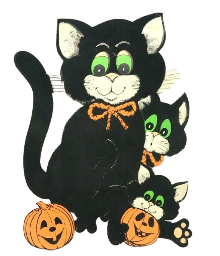 Halloween Flocked Die Cut Decoration Cat with Kittens