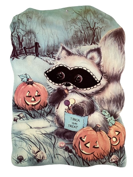 Raccoon eating lollipops in Spooky Field Wall Decoration