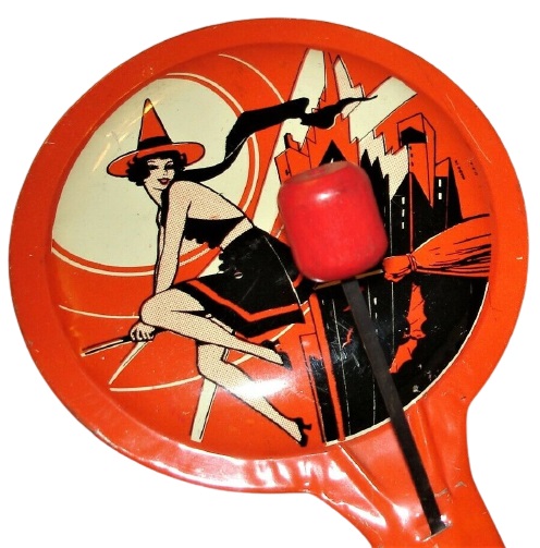 Vintage Halloween Noisemaker Flying Pretty Witch