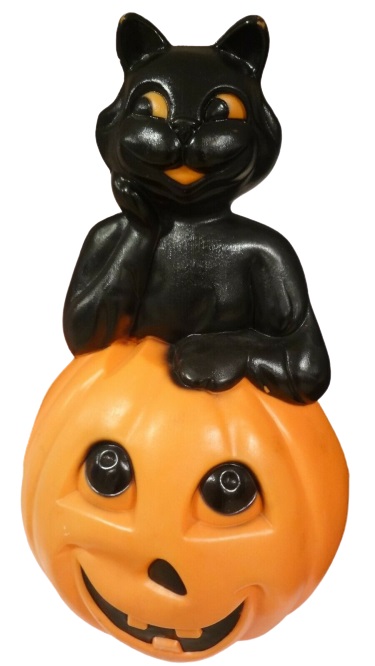 Black Cat on Pumpkin Halloween Blow Mold by Empire