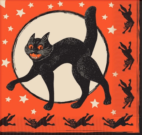 Vintage Beistle Halloween Cat Napkin Reproduction