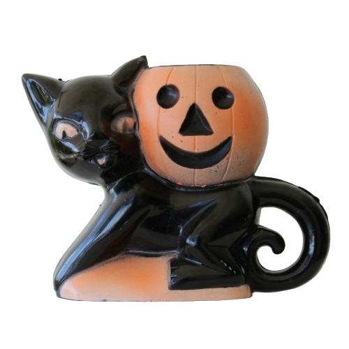 Rosbro Plastics Halloween Black Cat and Pumpkin Candy Holder